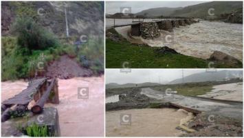 En Pasco lluvias provocan desbordes, colapso de puentes y bloqueo